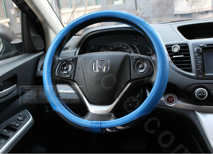 Popular Camo Cloth With Leather Auto Grip Steering Wheel Covers 15 inch 38CM - Blue