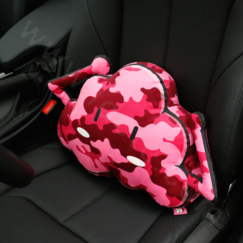Popular Camo Cloud Short Plush Car Support Lumbar Pillow Interior Decorate 1pcs - Red