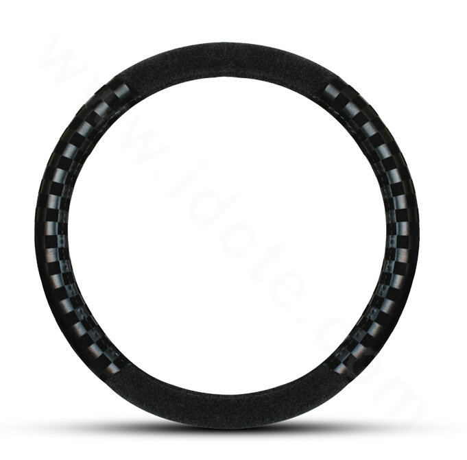 Popular Classic Plaid Winter Velvet Car Steering Wheel Covers 15 inch 38CM - Black