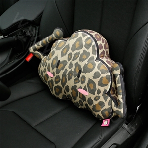 Popular Leopard Print Short Plush Car Support Lumbar Pillow Interior Decorate 1pcs - Yellow