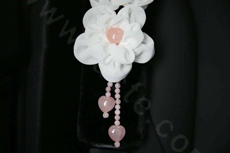 Princess Powder Crystal Rose Genuine Wool Auto Seat Safety Belt Covers 2pcs - Black