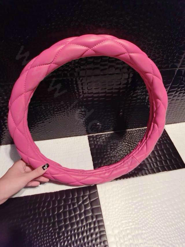 Retail and Wholesale Sheepskin Leather Car Steering Wheel Covers 15 inch 38CM - Rose