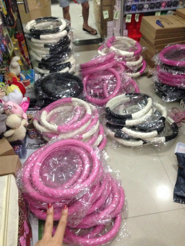 Retail and Wholesale Sheepskin Leather Car Steering Wheel Covers 15 inch 38CM - Rose