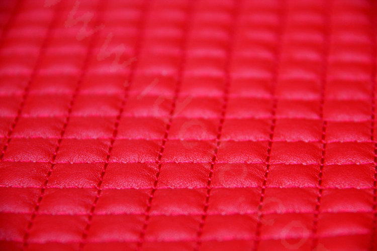 Sexy Crystal Beads Rose Universal Car Seat Cushion Women Genuine Sheepskin Pad 1pcs - Red