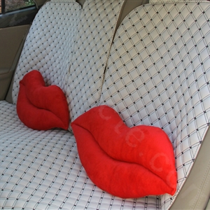 Sexy Lips Plush Auto Lumbar Pillow Back Support Cushion Car Interior Decoration 2pcs - Red