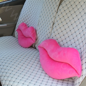Sexy Lips Plush Auto Lumbar Pillow Back Support Cushion Car Interior Decoration 2pcs - Rose