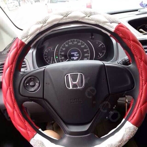 Top Luxury Women Car Steering Wheel Covers Crystal PU leather 15 inch 38CM - Red White