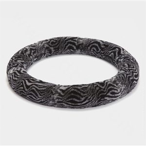 Top grade Winter Zebra Rex Rabbit Fur Car Steering Wheel Covers 15 inch 38CM - Black