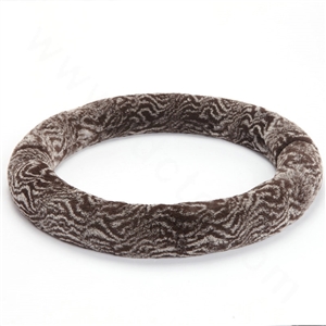 Top grade Winter Zebra Rex Rabbit Fur Car Steering Wheel Covers 15 inch 38CM - Brown