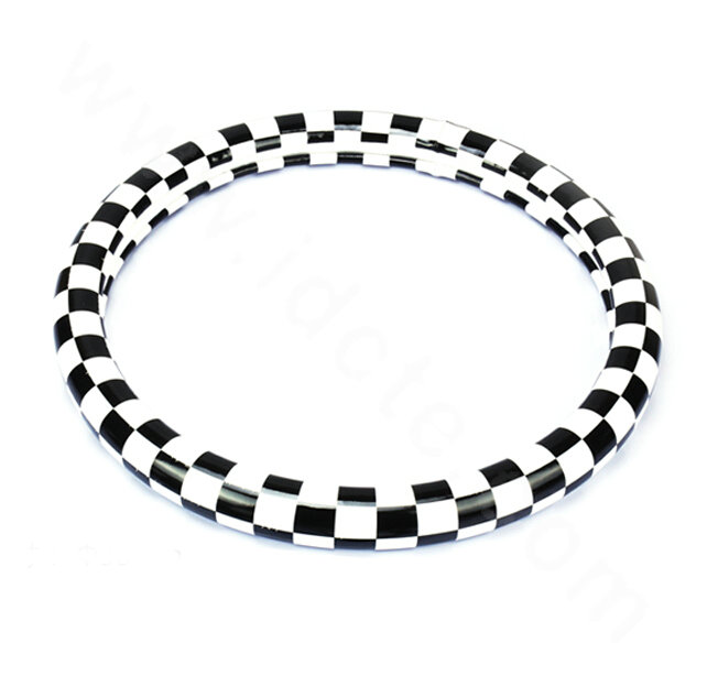 Unique Classic Plaids PU Leather Vehicle Steering Wheel Covers 14 inch 36CM - Black White