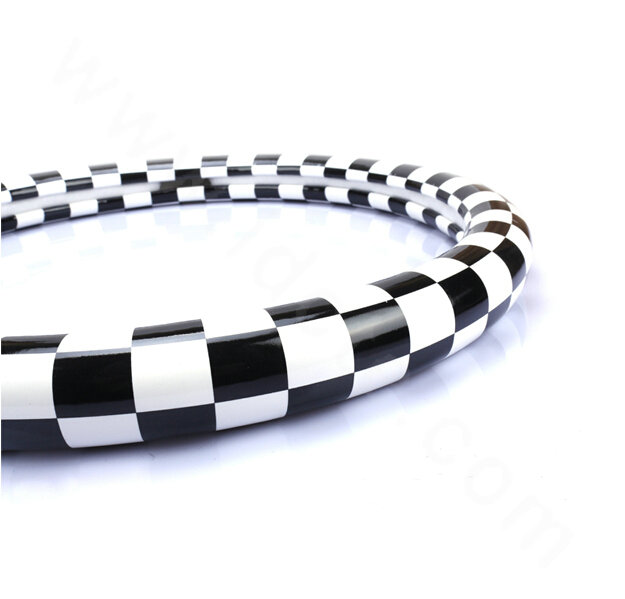 Unique Classic Plaids PU Leather Vehicle Steering Wheel Covers 14 inch 36CM - Black White