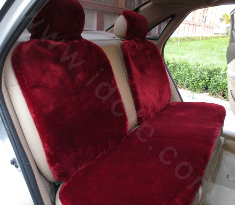 Unique Pattern Short Plush Auto Cushion Universal Car Seat Covers For Women 5pcs Sets - Wine Red