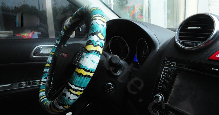 Unique Pattern Snake Print PU Leather Car Steering Wheel Covers 15 inch 38CM - Blue
