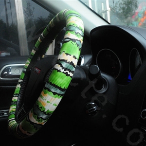 Unique Pattern Snake Print PU Leather Car Steering Wheel Covers 15 inch 38CM - Green
