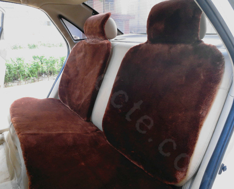 Winter General Short Plush Auto Cushion Flower Pattern Car Seat Covers 5pcs Sets - Coffee