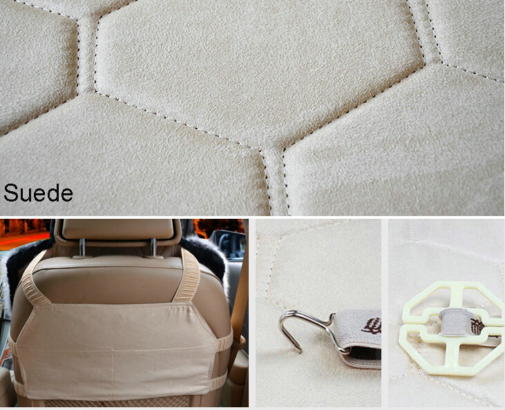 Winter Whole Wool Auto Cushion Universal Genuine Sheepskin Car Seat Covers 6pcs Sets - Natural yellow