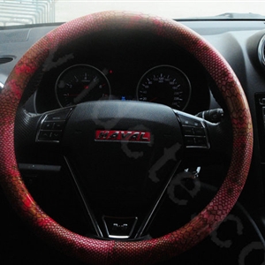 Women Calssic Snake Print PU Leather Car Steering Wheel Covers 15 inch 38CM - Pink