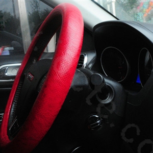 Women Calssic Snake Print PU Leather Car Steering Wheel Covers 15 inch 38CM - Red