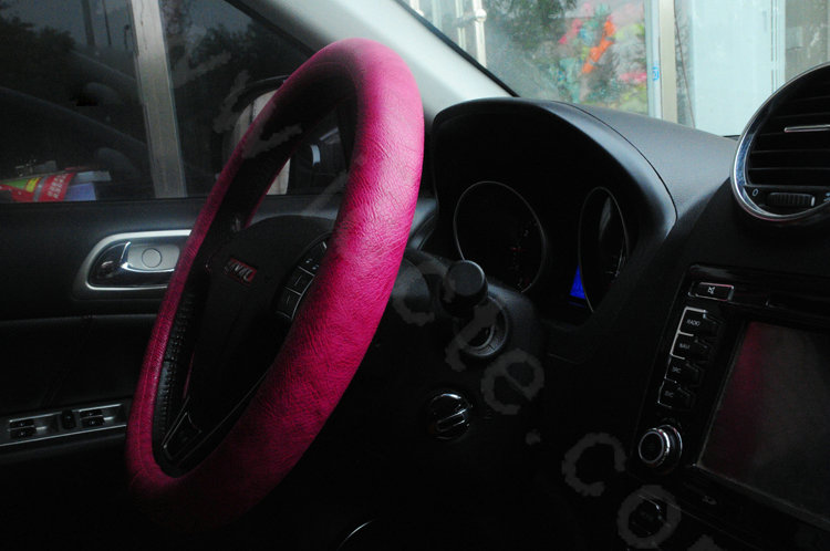 Women Calssic Snake Print PU Leather Car Steering Wheel Covers 15 inch 38CM - Rose