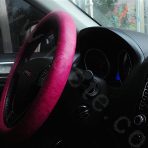 Women Calssic Snake Print PU Leather Car Steering Wheel Covers 15 inch 38CM - Rose