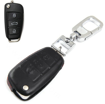 Clasic Genuine Leather Crocodile Grain Auto Key Bags Fold for Audi A6L - Black