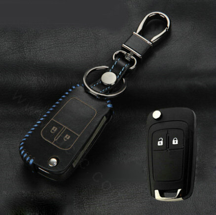 Clasic Genuine Leather Crocodile Grain Auto Key Bags Fold for Buick Excelle - Black Blue