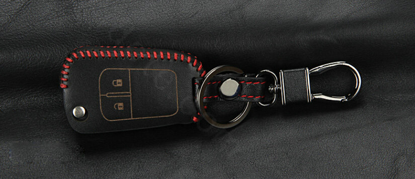 Clasic Genuine Leather Crocodile Grain Auto Key Bags Fold for Buick Excelle - Black Red