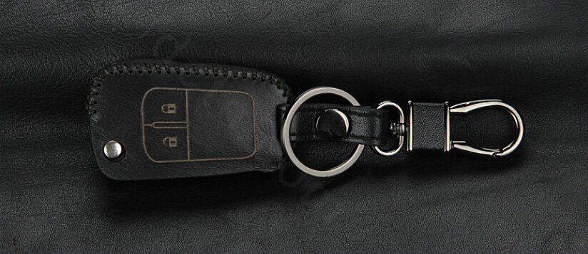 Clasic Genuine Leather Crocodile Grain Auto Key Bags Fold for Buick Excelle - Black