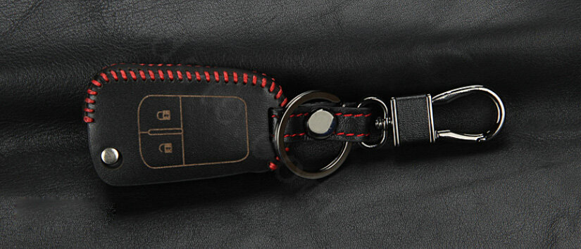 Clasic Genuine Leather Crocodile Grain Auto Key Bags Fold for Chevrolet Sail - Black Red