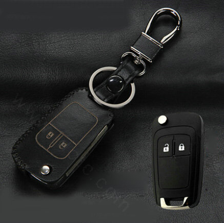 Clasic Genuine Leather Crocodile Grain Auto Key Bags Fold for Chevrolet Sail - Black