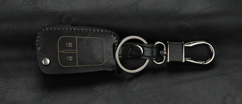 Clasic Genuine Leather Crocodile Grain Auto Key Bags Fold for Chevrolet Sail - Black