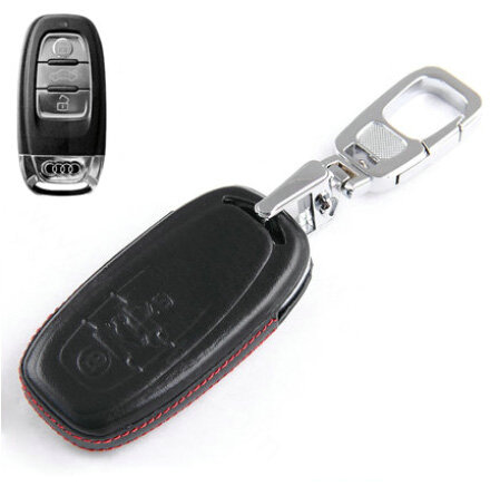 Clasic Genuine Leather Crocodile Grain Auto Key Bags Smart for Audi A1 - Black