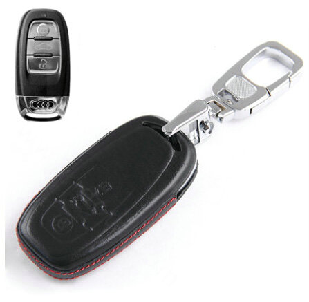 Clasic Genuine Leather Crocodile Grain Auto Key Bags Smart for Audi A5 - Black