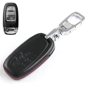 Clasic Genuine Leather Crocodile Grain Auto Key Bags Smart for Audi Q5 - Black