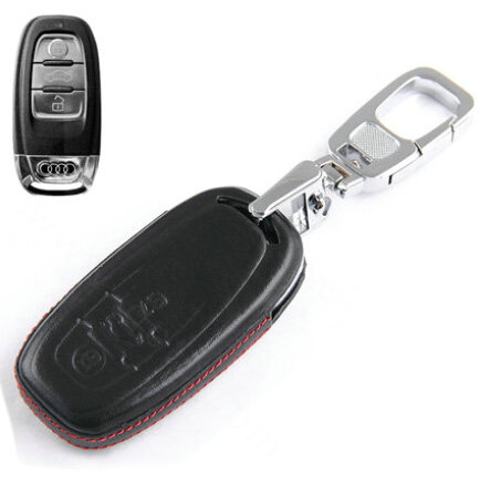 Clasic Genuine Leather Crocodile Grain Auto Key Bags Smart for Audi S7 - Black