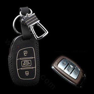 Clasic Genuine Leather Crocodile Grain Auto Key Bags Smart for Hyundai Avante - Black
