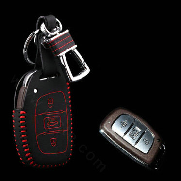 Clasic Genuine Leather Crocodile Grain Auto Key Bags Smart for Hyundai Avante - Red
