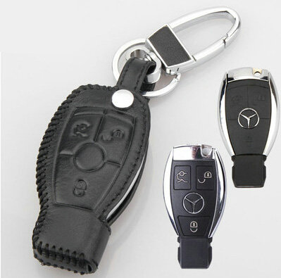 Elegant Genuine Leather Auto Key Bags Smart for Benz CLS300 - Black