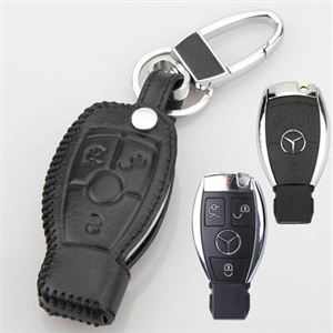 Elegant Genuine Leather Auto Key Bags Smart for Benz E260L - Black