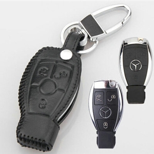 Elegant Genuine Leather Auto Key Bags Smart for Benz E400 - Black