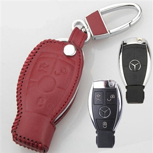 Elegant Genuine Leather Auto Key Bags Smart for Benz E400L - Red