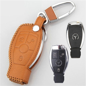 Elegant Genuine Leather Auto Key Bags Smart for Benz E63 AMG - Yellow