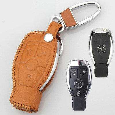 Elegant Genuine Leather Auto Key Bags Smart for Benz GL400 - Yellow