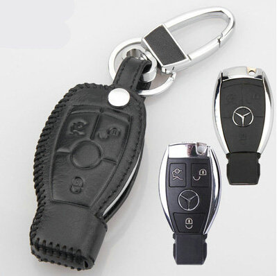 Elegant Genuine Leather Auto Key Bags Smart for Benz GLK260 - Black