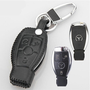 Elegant Genuine Leather Auto Key Bags Smart for Benz R350L - Black