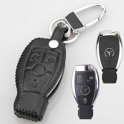 Elegant Genuine Leather Auto Key Bags Smart for Benz R500L - Black