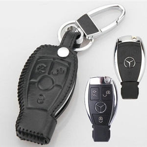Elegant Genuine Leather Auto Key Bags Smart for Benz S350L - Black