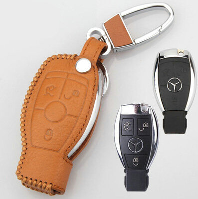 Elegant Genuine Leather Auto Key Bags Smart for Benz S500L - Yellow