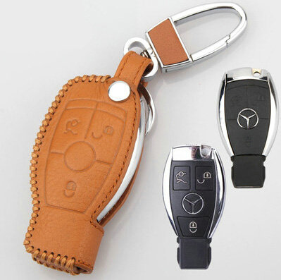Elegant Genuine Leather Auto Key Bags Smart for Benz S600L - Yellow