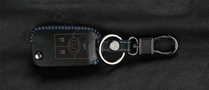 Fashion Genuine Leather Crocodile Grain Auto Key Bags Fold for Buick Excelle - Black Blue